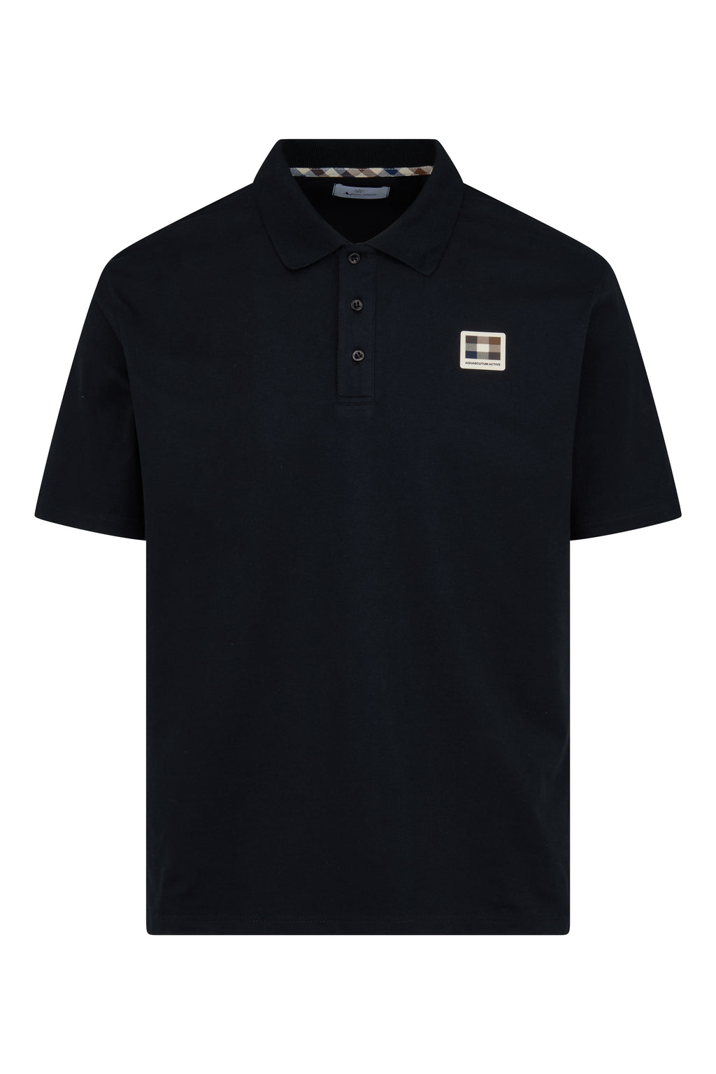 Stretch Piquet Badge Polo - Black – Aquascutum Active