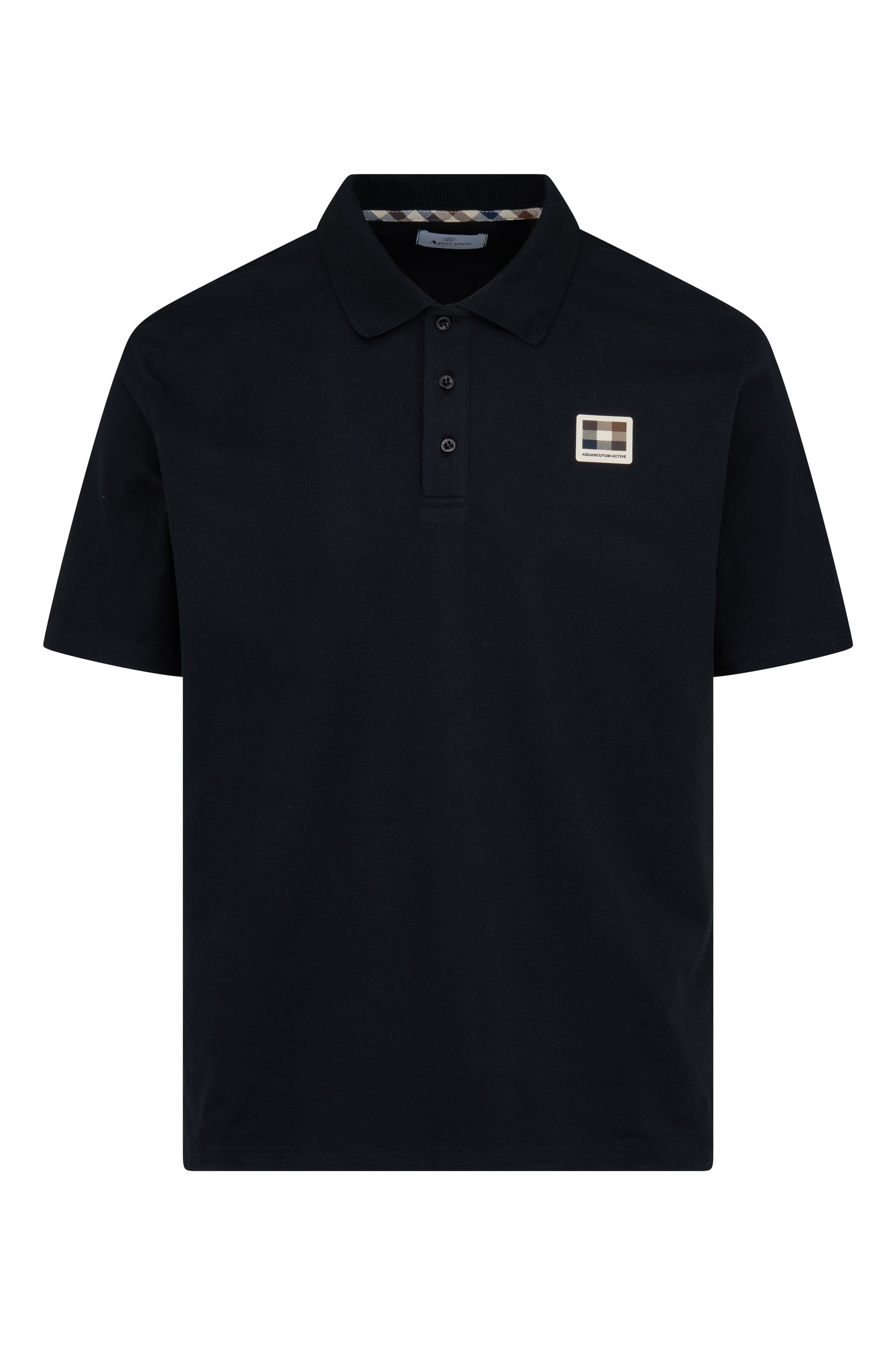Stretch Piquet Badge Polo - Black – Aquascutum Active