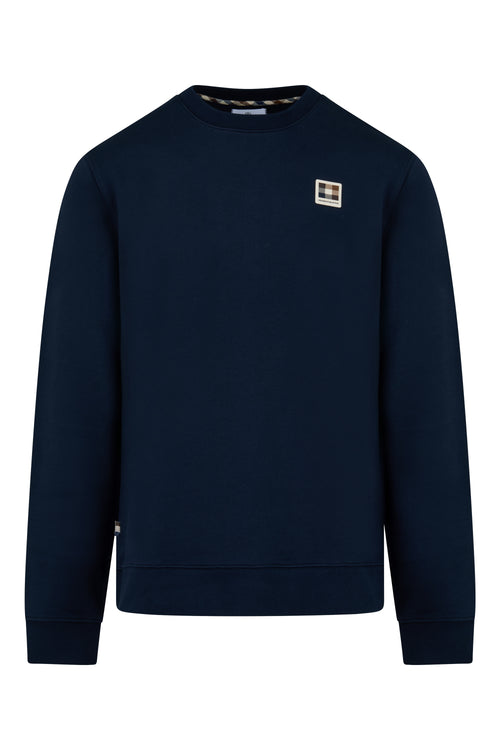 Badge Crewneck Sweater - Navy – Aquascutum Active