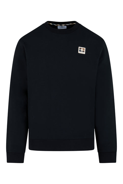 Badge Crewneck Sweater - Black – Aquascutum Active