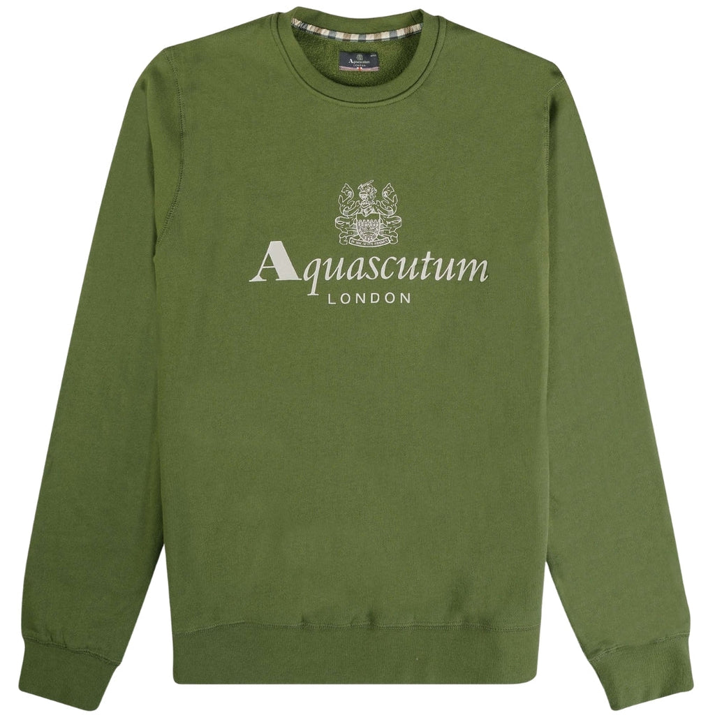Big Logo Crew Neck Sweater - Army Green – Aquascutum Active