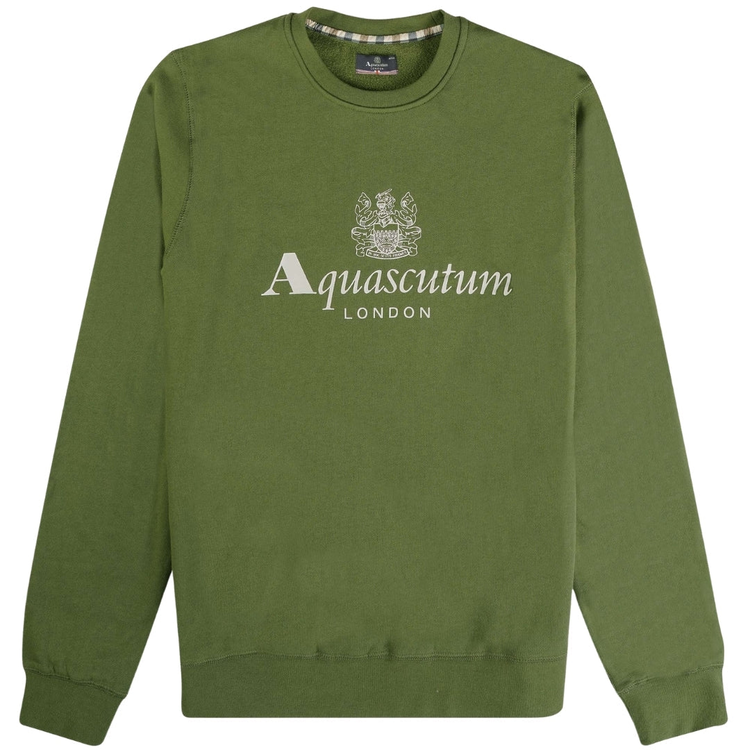 Big Logo Crew Neck Sweater - Army Green – Aquascutum Active