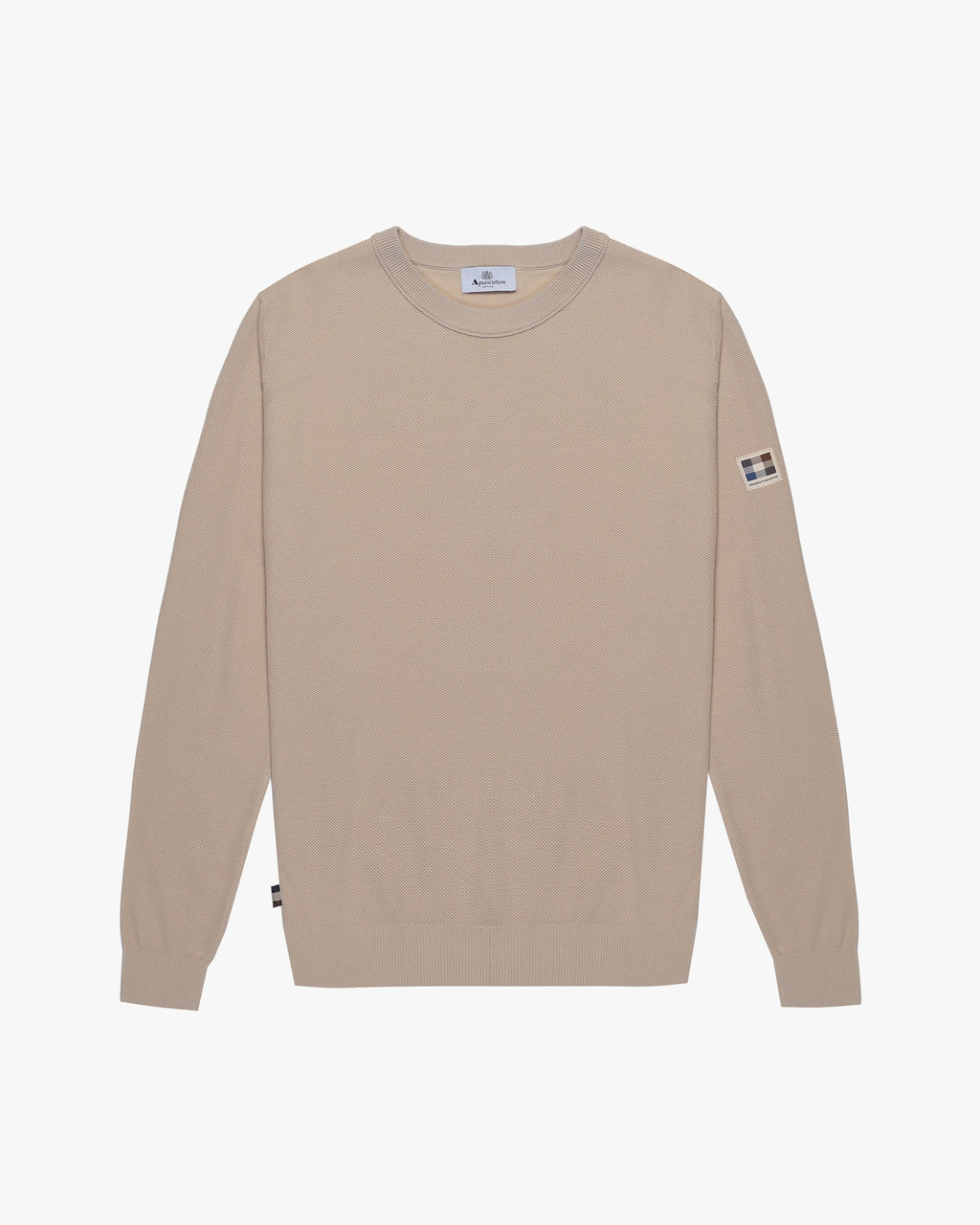 Woven Piquet Sweater Crew neck  - Beige – Aquascutum Active