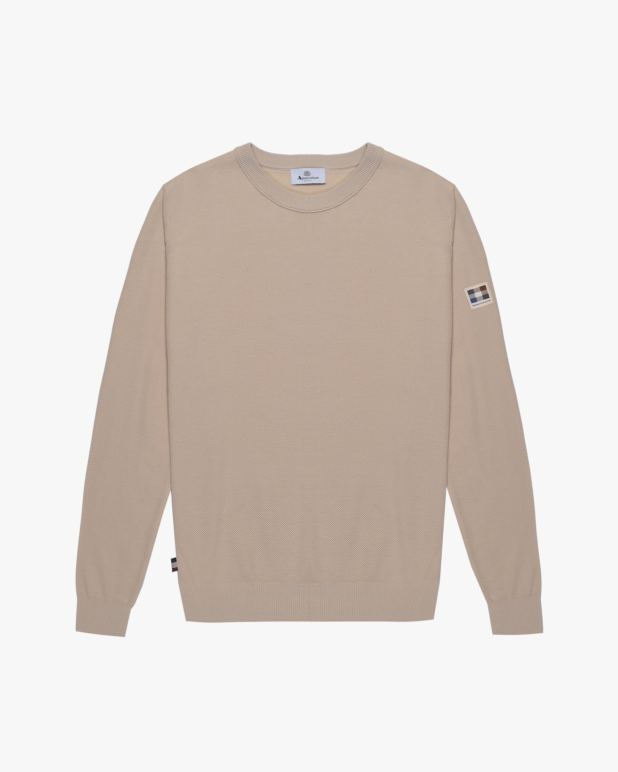 Woven Piquet Sweater Crew neck  - Beige – Aquascutum Active