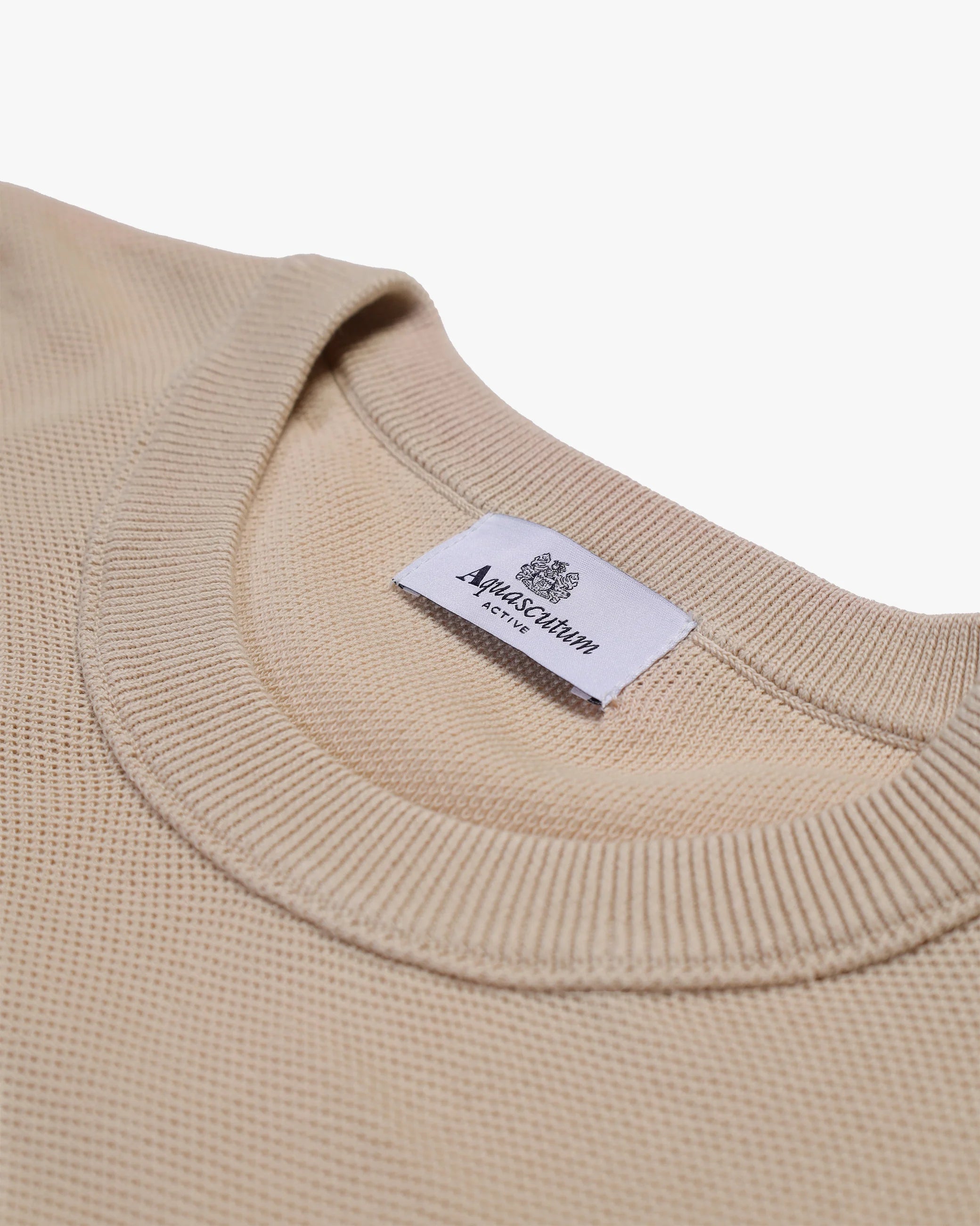 Woven Piquet Sweater Crew neck  - Beige – Aquascutum Active