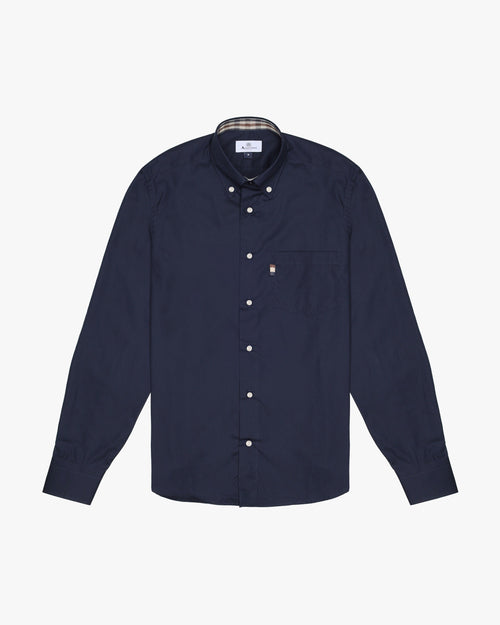 Button Down Popeline Shirt - Navy – Aquascutum Active
