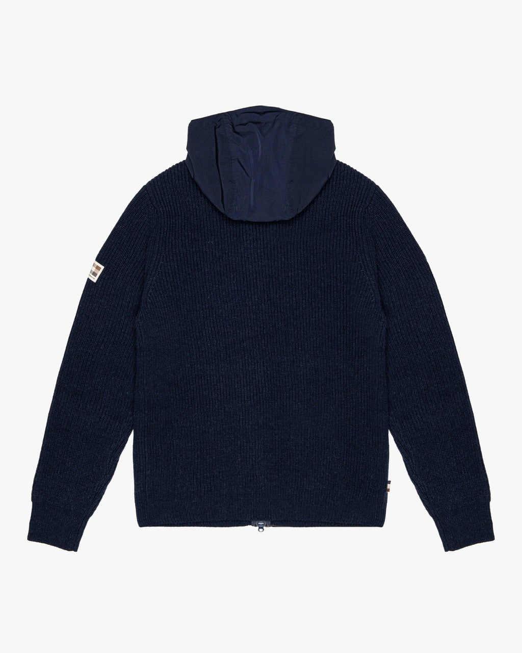 Lambswool Hooded FZ Knit Sweater - Navy – Aquascutum Active