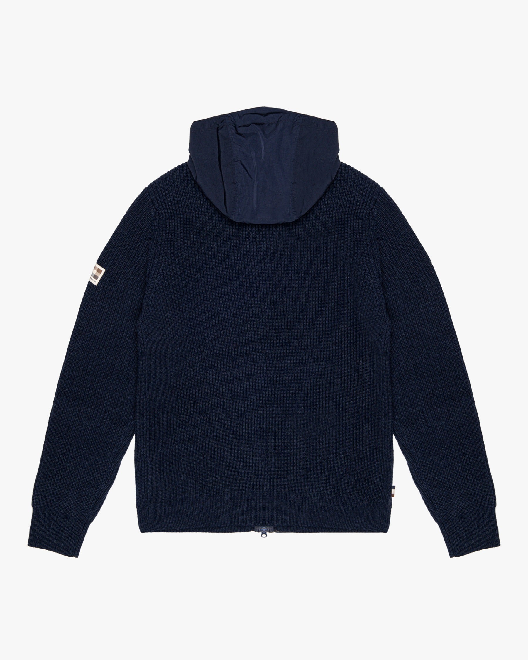 Lambswool Hooded FZ Knit Sweater - Navy – Aquascutum Active
