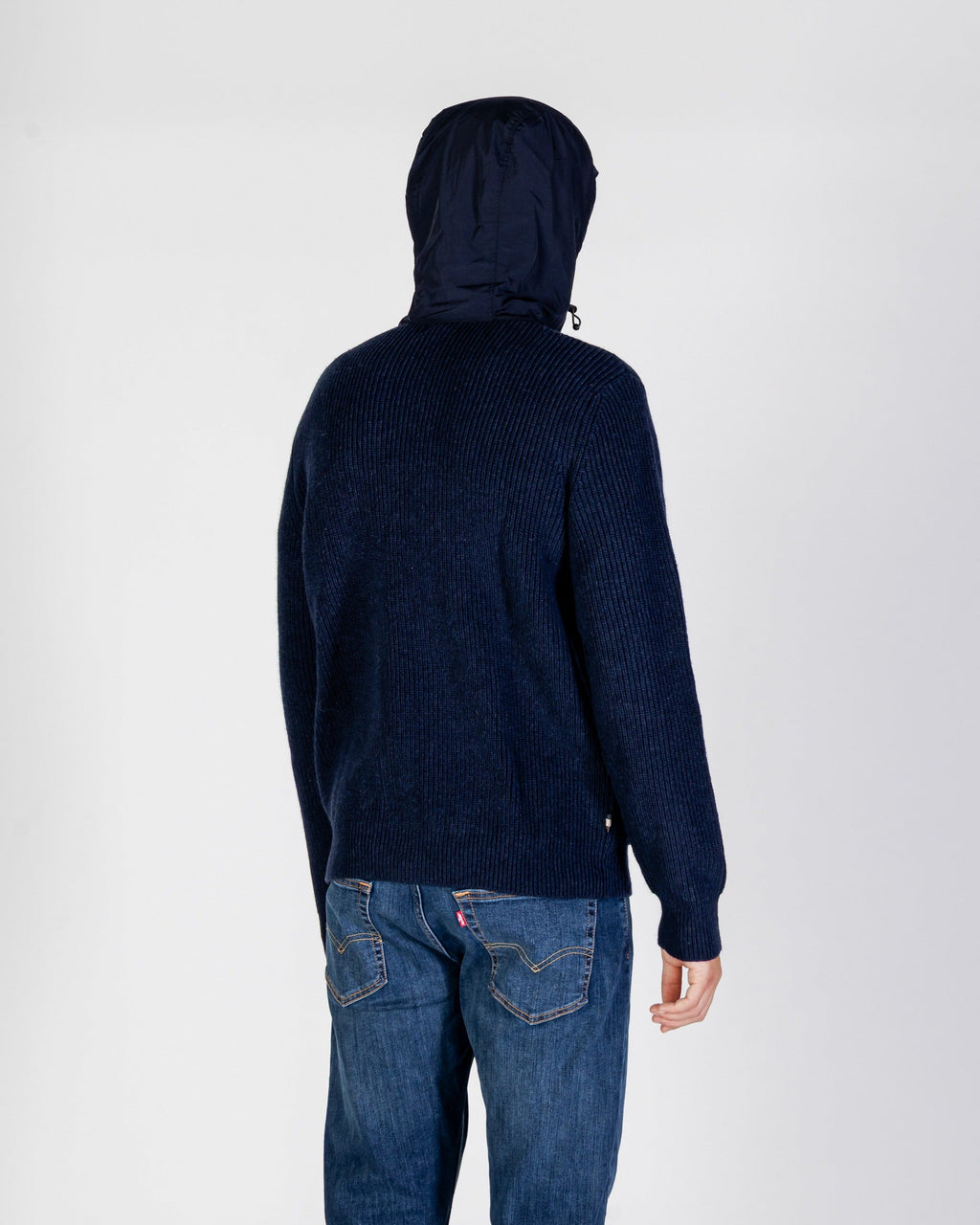 Lambswool Hooded FZ Knit Sweater - Navy – Aquascutum Active