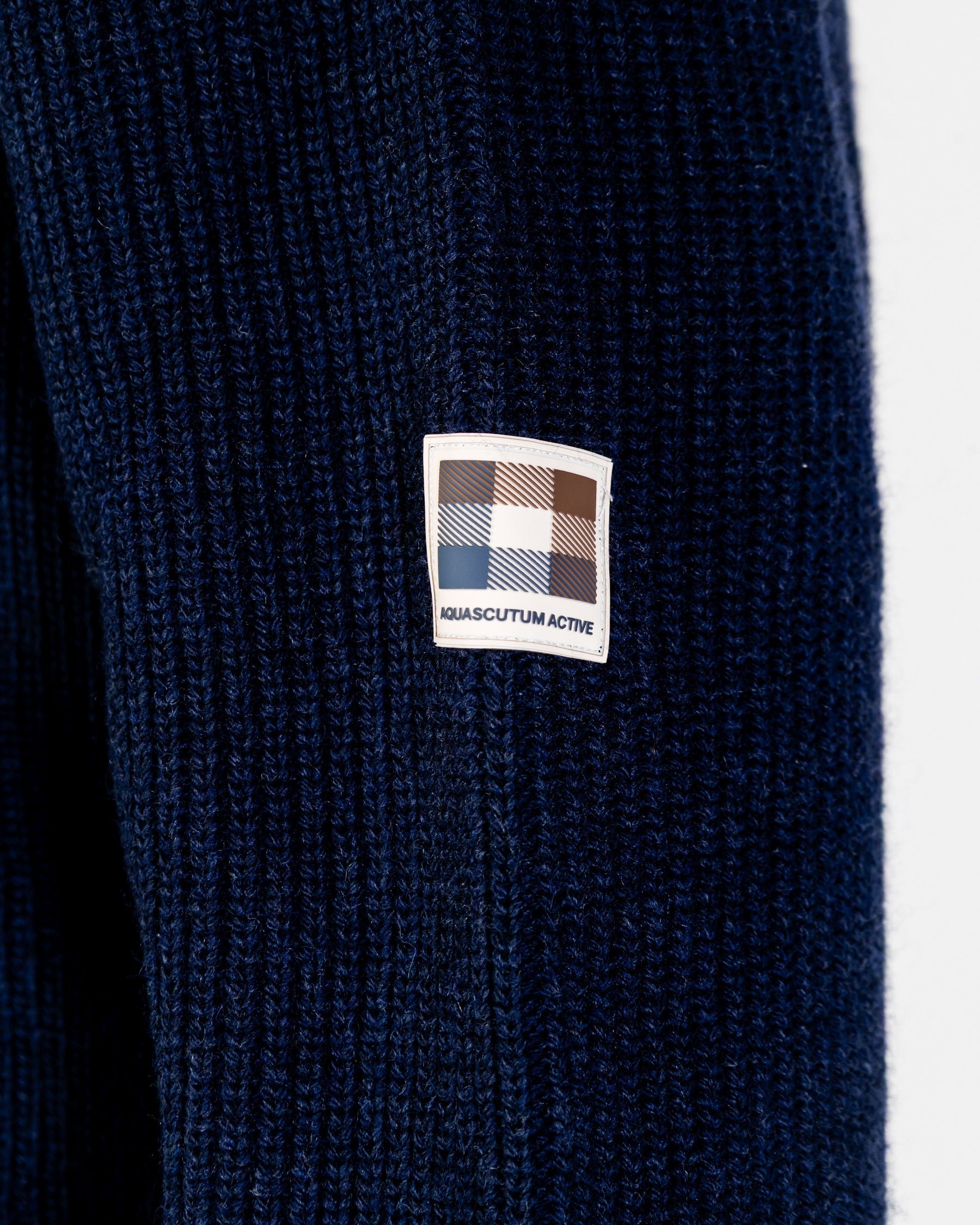 Lambswool Hooded FZ Knit Sweater - Navy – Aquascutum Active