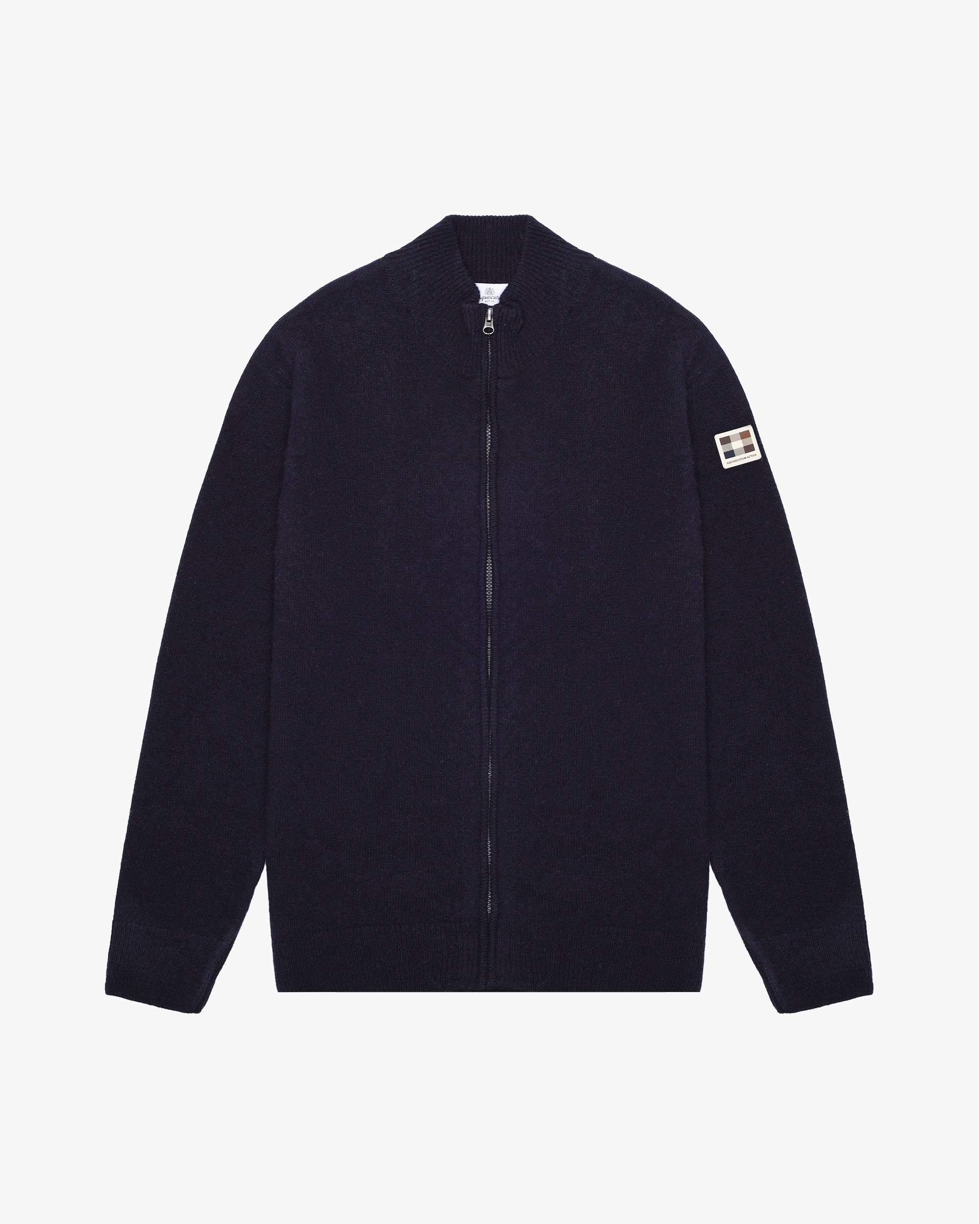 Lambswool FZ Knit Patch Quarter-Zip - Navy – Aquascutum Active