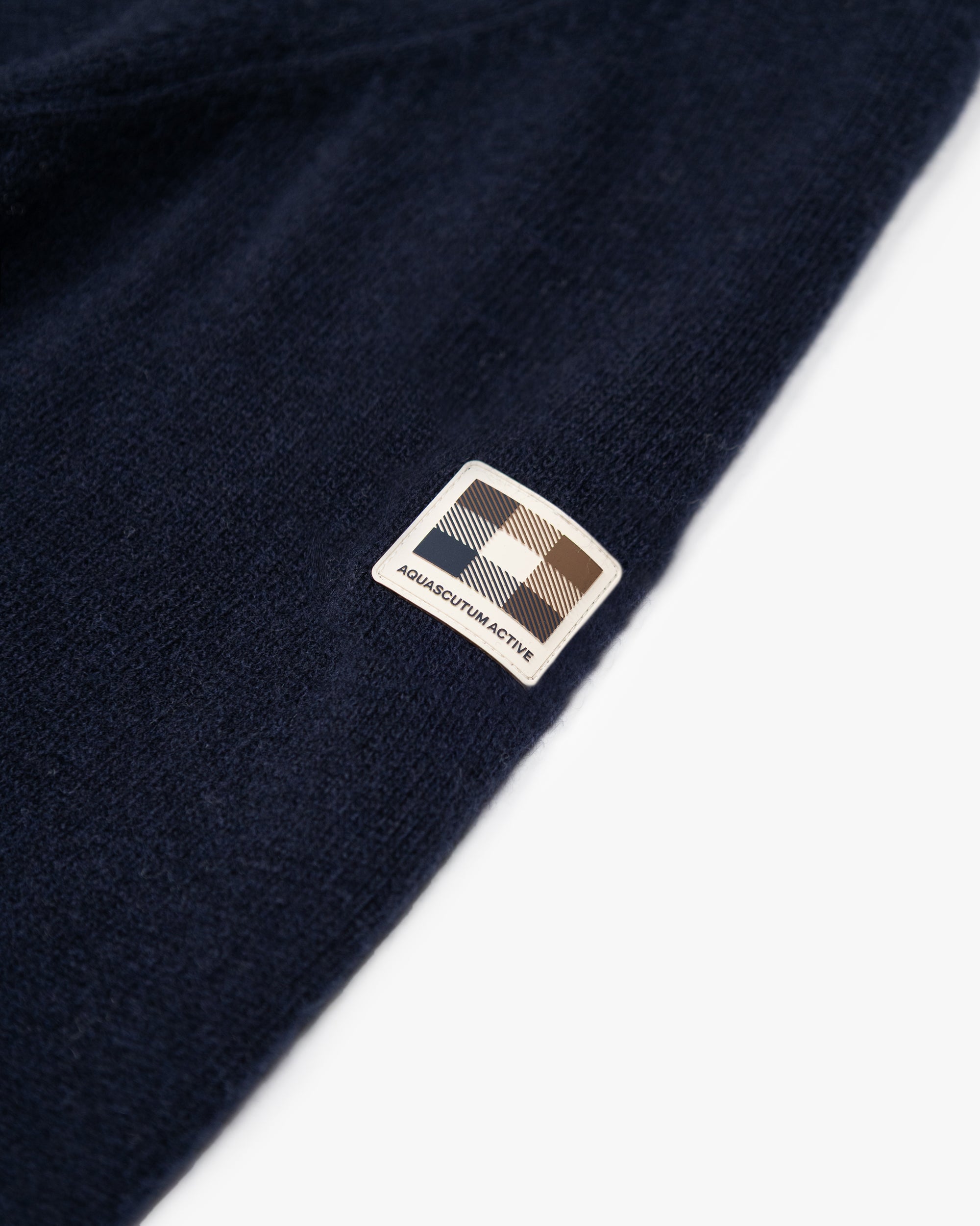 Lambswool FZ Knit Patch Quarter-Zip - Navy – Aquascutum Active